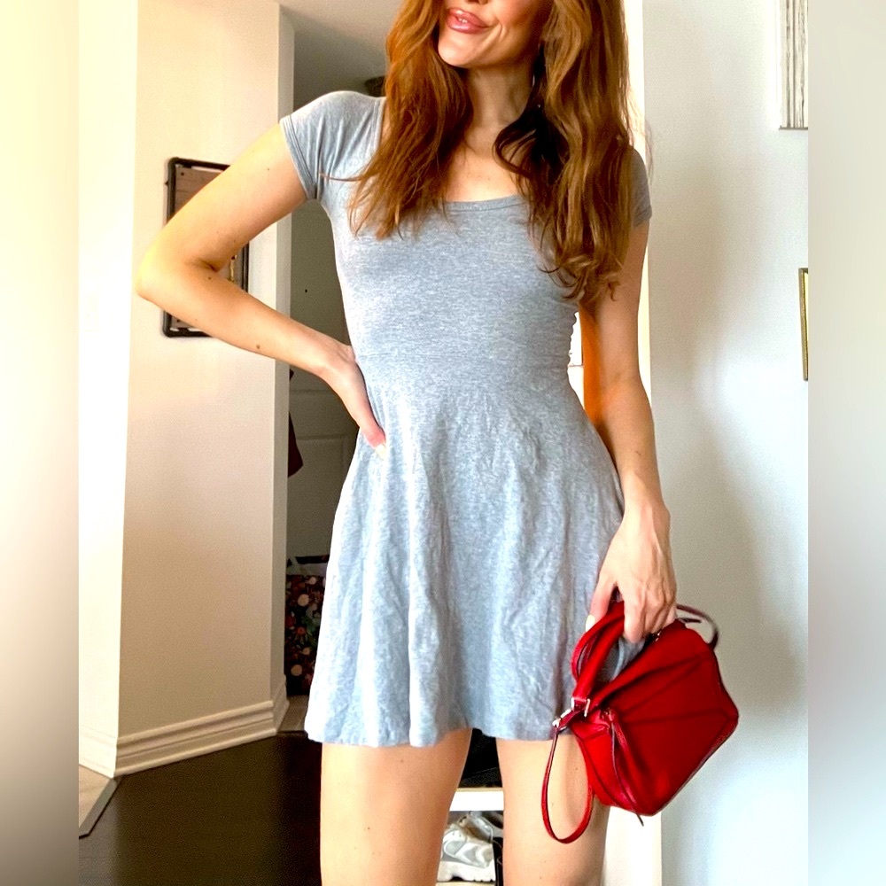 Gray open back dress